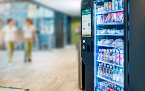 Students selecting healthy options from a REALFAST vending machine